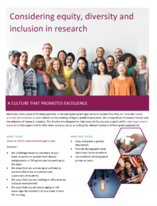 Considering Equity, Diversity and Inclusion in Research