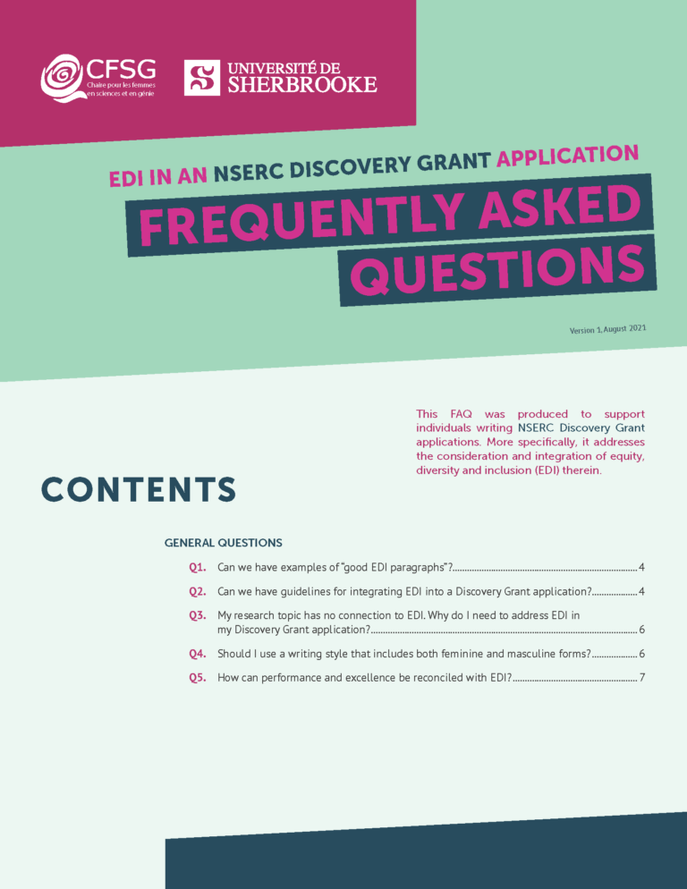 FAQ : EDI in an NSERC Discovery Grant Application